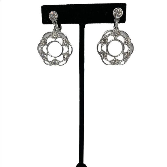 Vintage Sarah Coventry Dangling Drop Rhinestone Clip Earrings - Picture 10 of 13